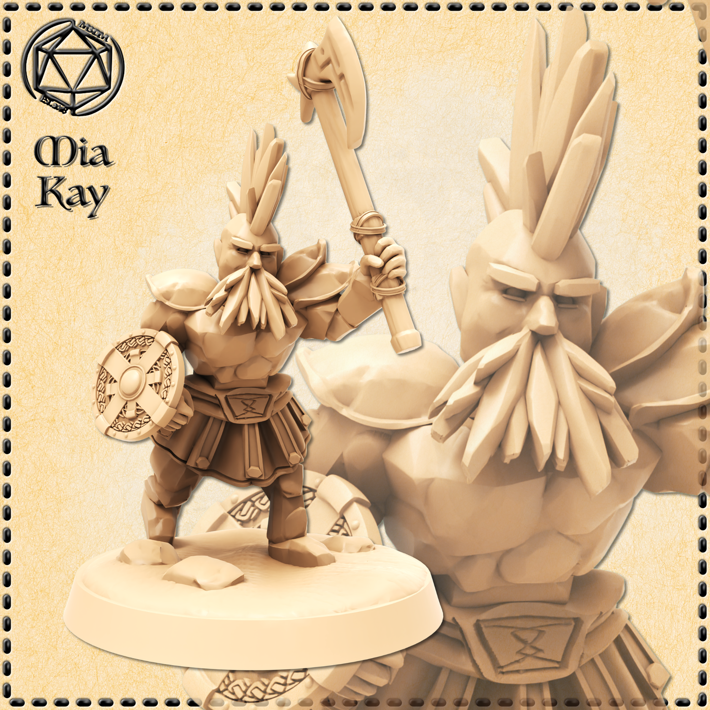 Dungeons & Dragons Rock Dwarf Barbarian Miniature