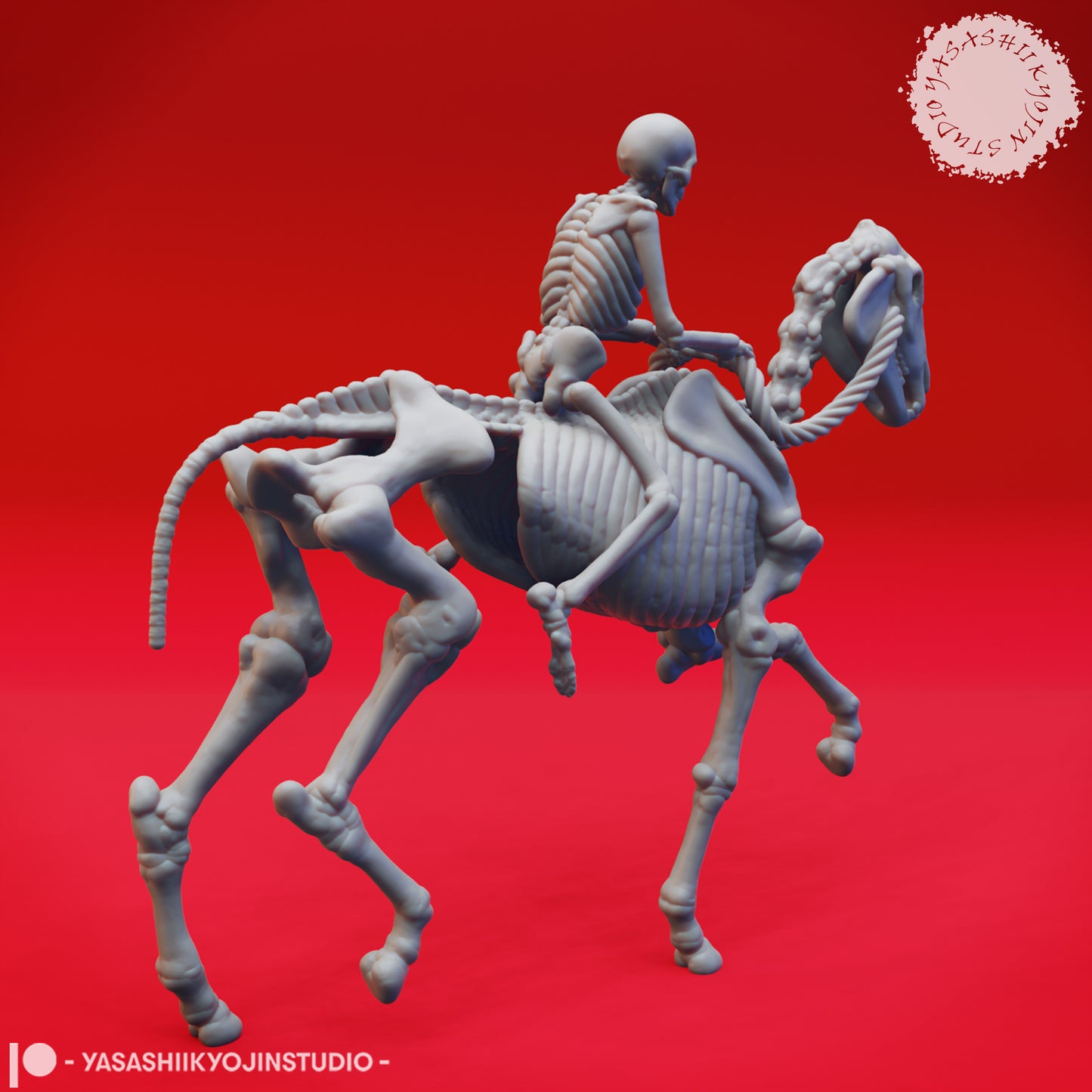 Dungeons & Dragons Skeleton riding a Skeleton Horse Miniature