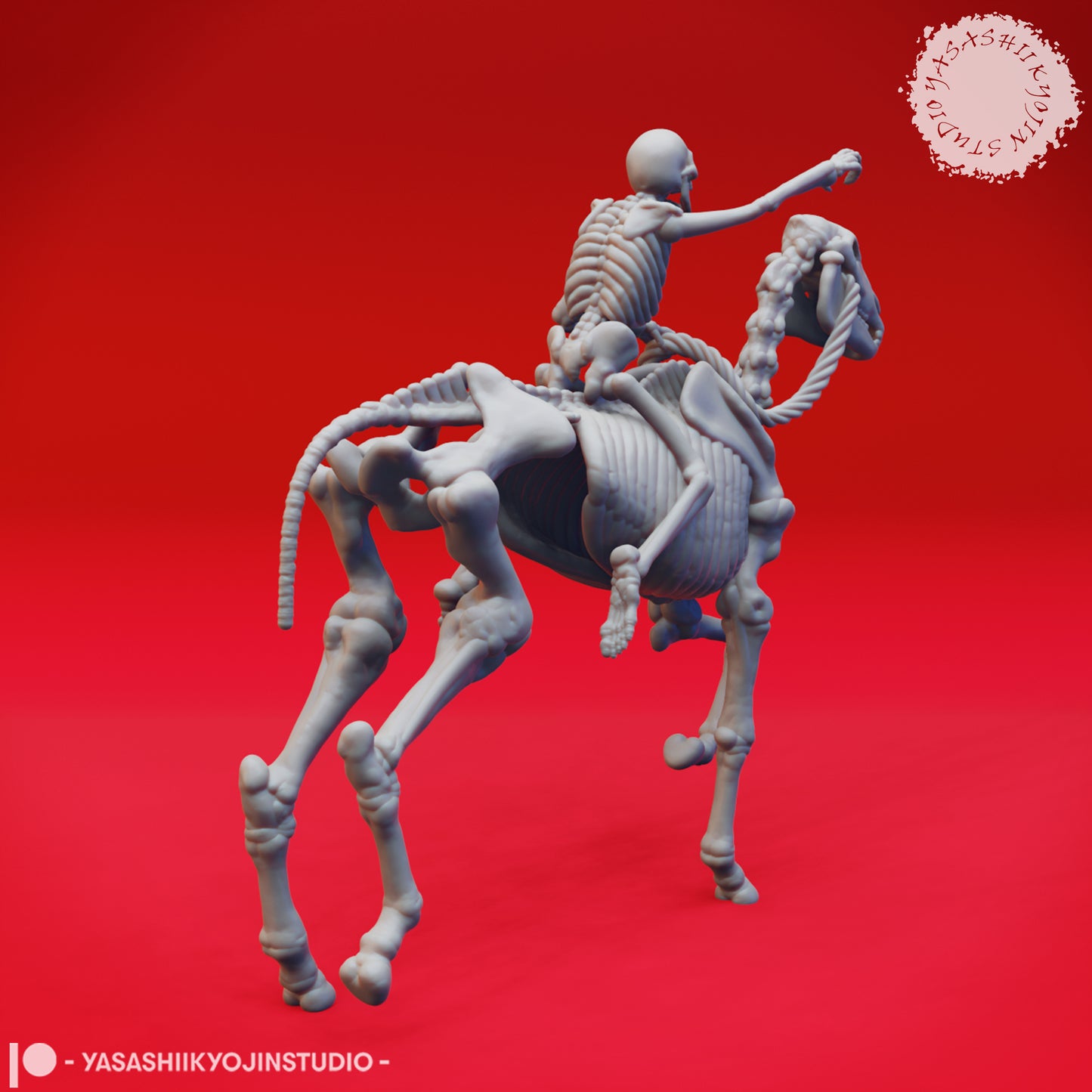 Dungeons & Dragons Skeleton riding a Skeleton Horse Miniature