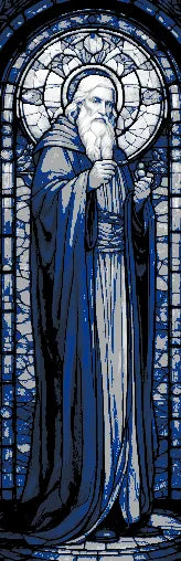 Stained Glass Cathedral Window Design of the Legendary Magician Merlin