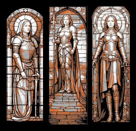 Stained Glass Cathedral Window Designs of Martyr Joan of Ark