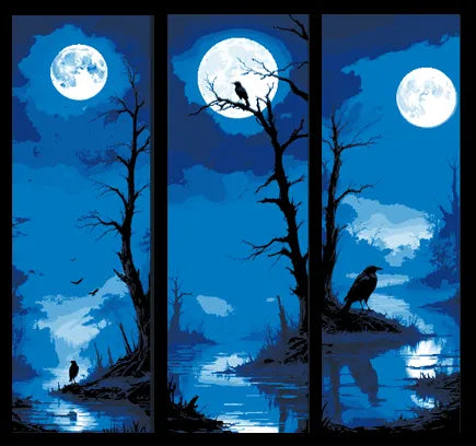 The full moon & the watchful crow