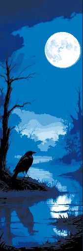 The full moon & the watchful crow