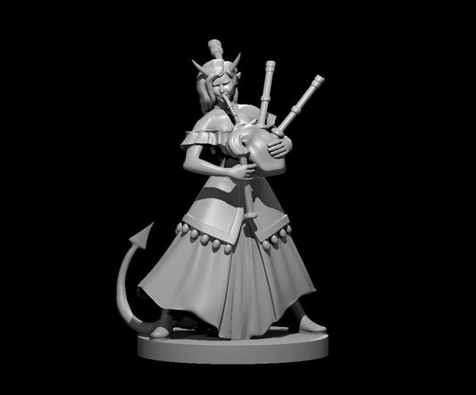 Dungeons & Dragons Tiefling Female Bard with Bagpipes Miniature