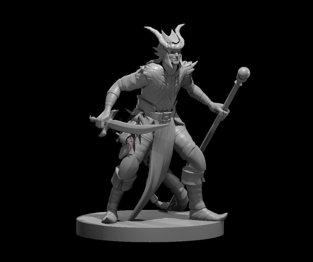 Dungeons & Dragons Tiefling Male Hexblade Warlock Miniature