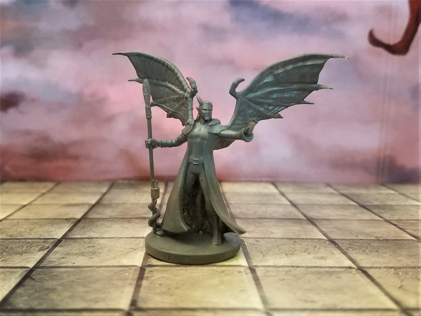 Dungeons & Dragons Tiefling Male Warlock with Mechanical Limbs Miniature