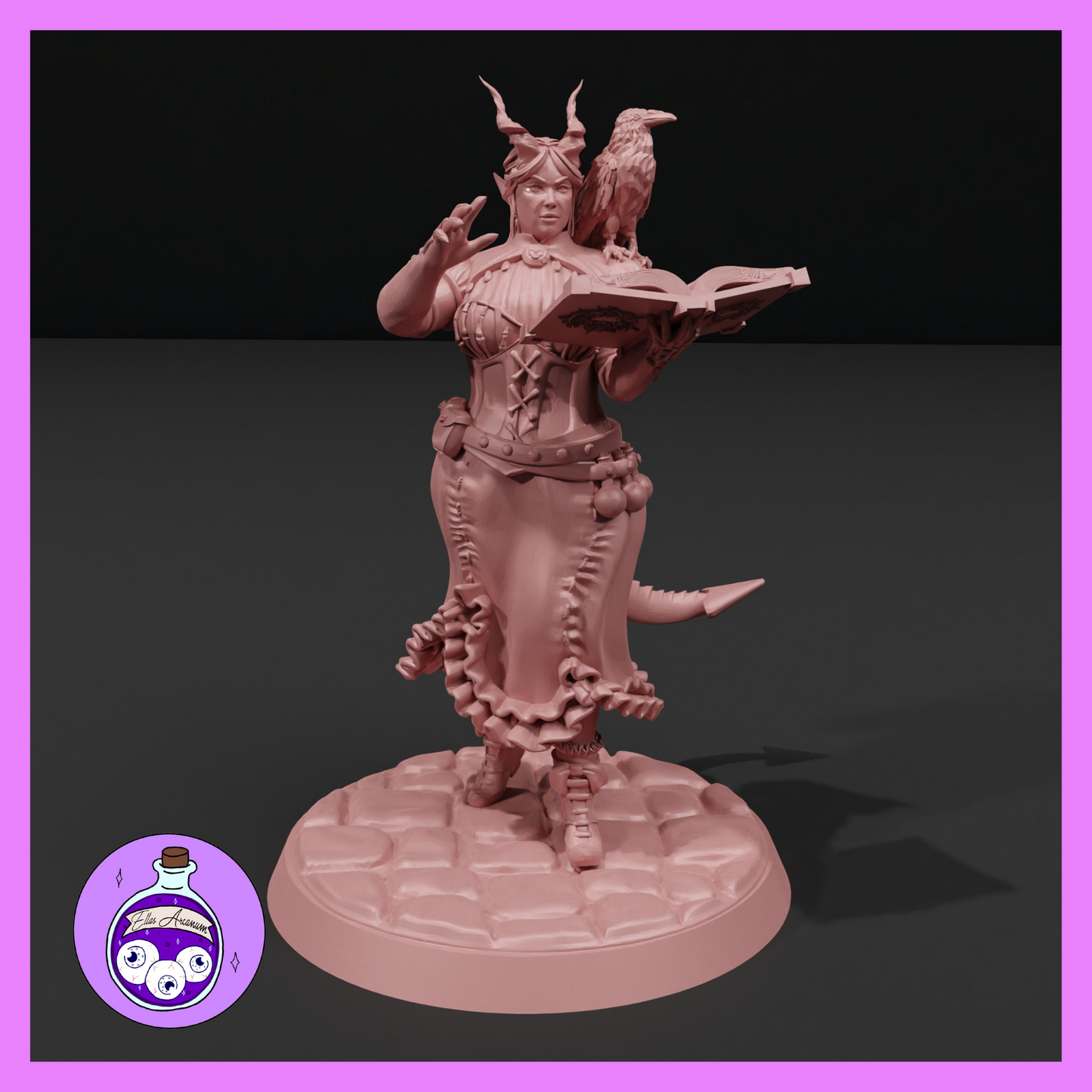 Dungeons & Dragons Tiefling Necromancer with a Raven Miniature