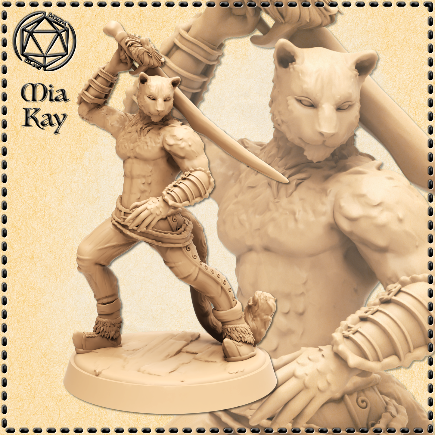 Dungeons & Dragons Catfolk Swordsman Miniature