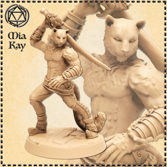 Dungeons & Dragons Catfolk Swordsman Miniature