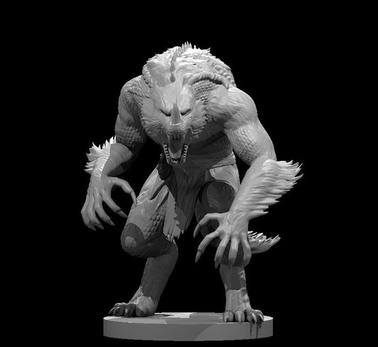 Dungeons & Dragons Werewolf Blue Dragonborn Miniature