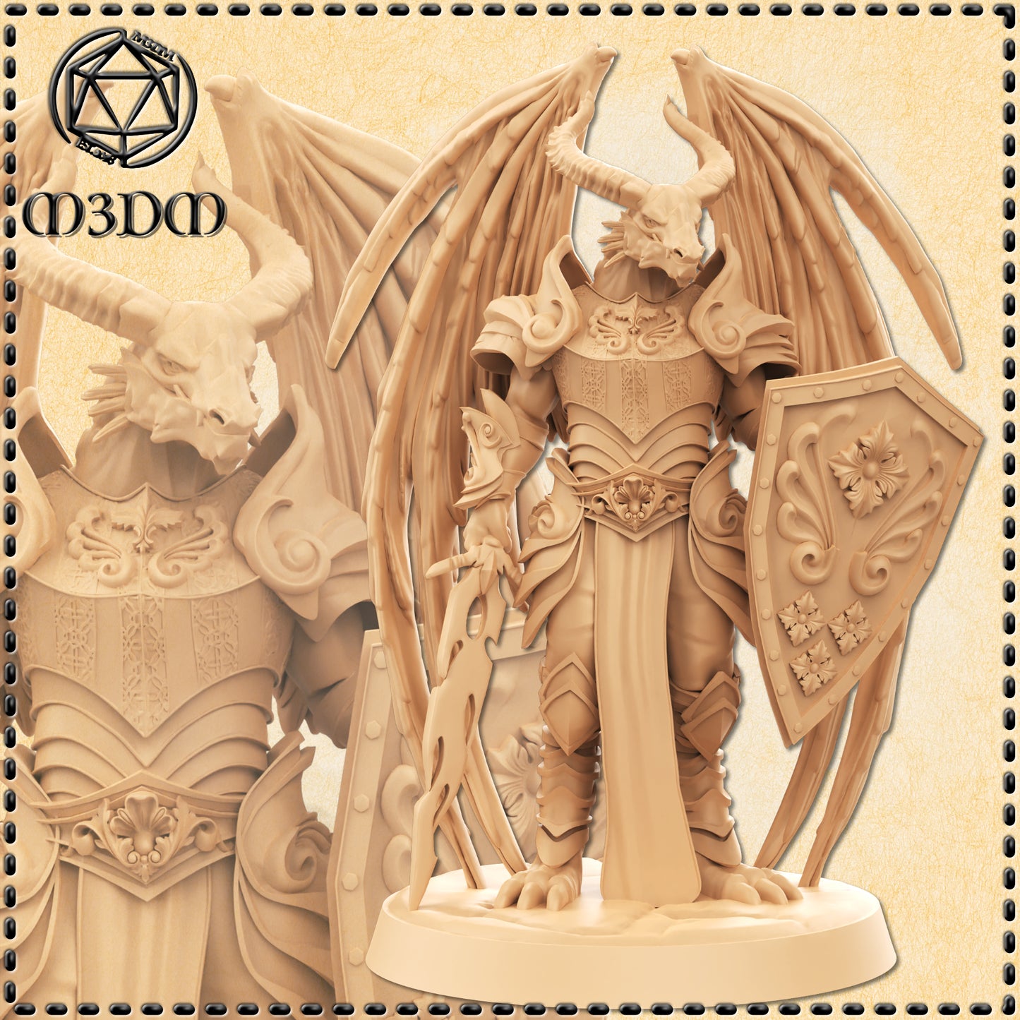 Dungeons & Dragons Winged Dragonborn Paladin Miniature